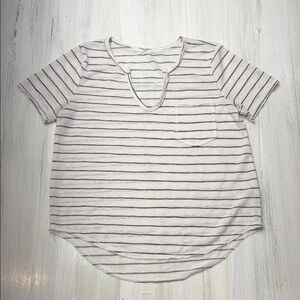 Project Social T Sophia Pocket V-Neck Striped Short Sleeve T-Shirt Sz S
